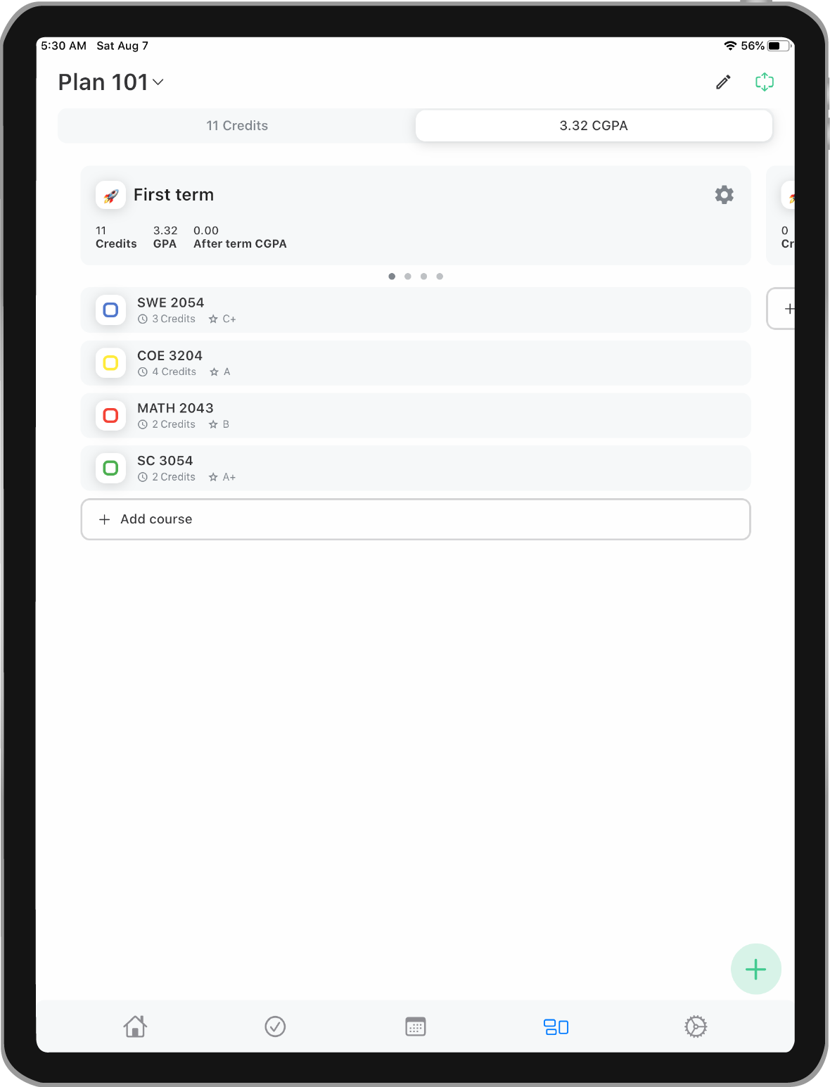 Khotta interface on iPad